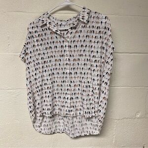 Jane + Delancey Women’s Black Sleeveless Notched Collar Button Down Size Large